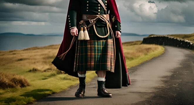 Scottish man with the kilt, Scottish clothing.