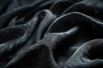 Fototapeta premium A close-up shot of a black cloth with intricate texture and folds