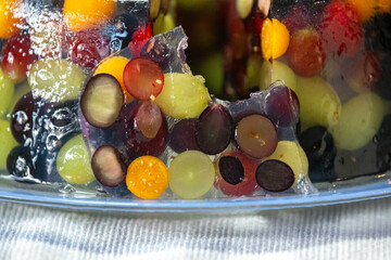 Red fruit jelly in selective focus