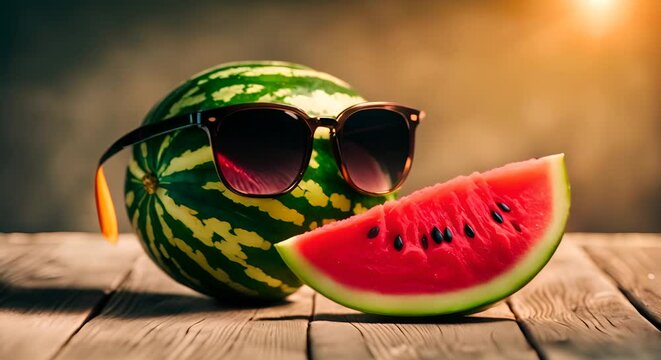 Watermelon with sunglasses.