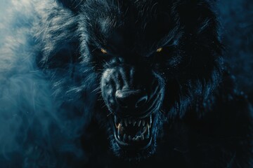 A close-up view of a wolf's open mouth, perfect for capturing attention or illustrating wildlife themes