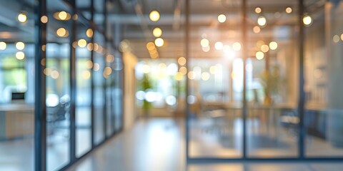 Abstract blurred office space with gray tones, soft light, and clean lines