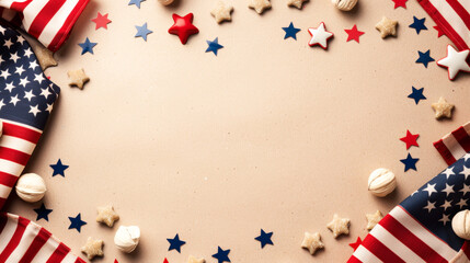 Obraz premium Use our red, white, and blue pop art frames with stars and ample text space for your social media and marketing needs. Perfect for patriotic events, promotions, and 4th of July celebrations