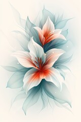 Delicate White Flowers With Teal Leaves and Orange Centers