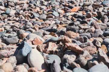 A closeup view of gravel stones and pebbles.