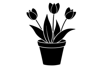 pot in flower vector silhouette illustration