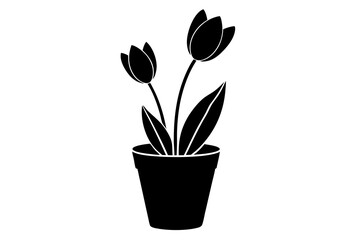 pot in flower vector silhouette illustration