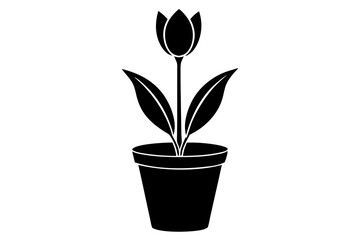 pot in flower vector silhouette illustration