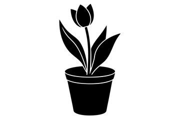 pot in flower vector silhouette illustration