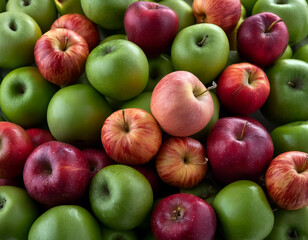 Pile of fresh red and green apples.