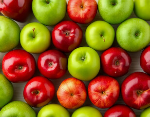 Pile of fresh red and green apples.