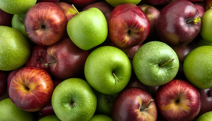 Pile of fresh red and green apples.