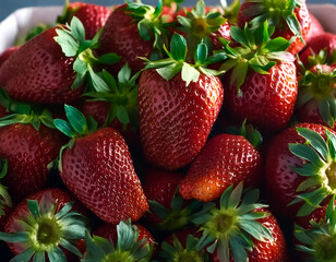 Pile of fresh, red and ripe strawberries. Concept background.