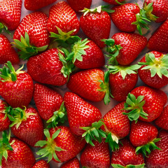 Pile of fresh, red and ripe strawberries. Concept background.