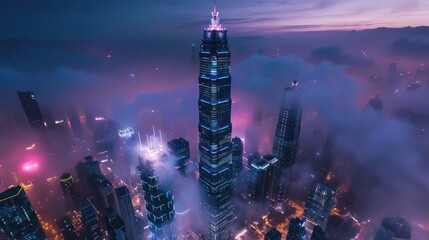 Smart city and abstract dot point connect with gradient line and aesthetic Intricate wave line design , big data connection technology concept .