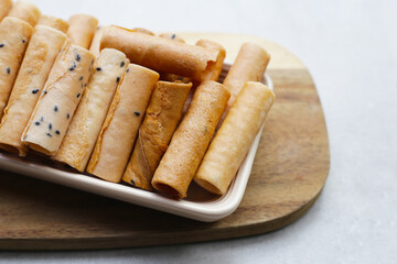 Thai snack, crispy coconut rolls