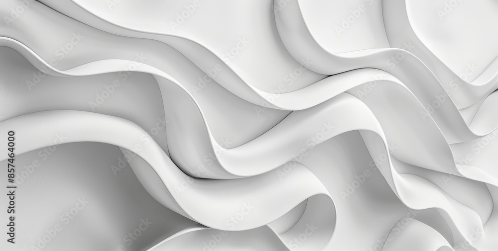 Poster white background with abstract simple shapes and curves, light gray color