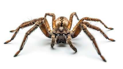 Isolated large spider with eight legs on white background