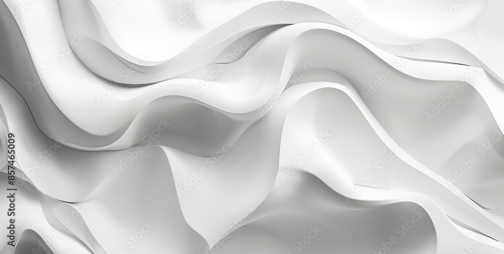 Poster white background with abstract simple shapes and curves, light gray color