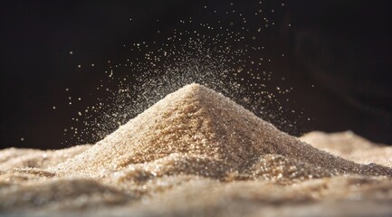 Close-up of Sugar Crystals Against a Black Background
