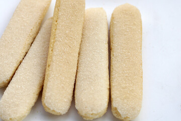 Sponge finger cookies, Italian savoiardi biscuit snack