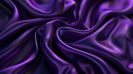 Fototapeta premium rippled purple satin fabric, shiny luxury purple swirl silky backgrounds. Generative AI