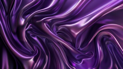 Fototapeta premium rippled purple satin fabric, shiny luxury purple swirl silky backgrounds. Generative AI
