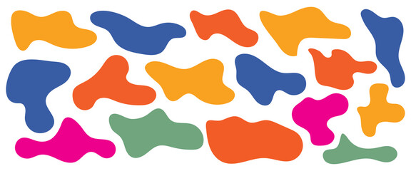 Liquids blob shape set of black icons isolated on white background. Flat vector