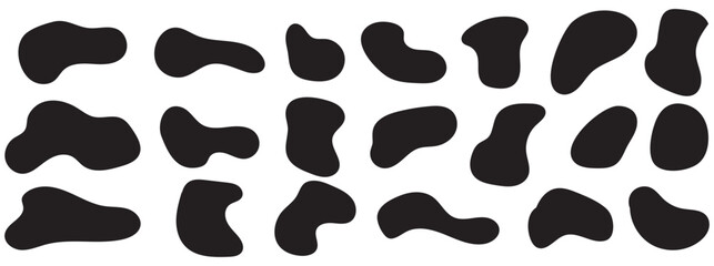 Liquids blob shape set of black icons isolated on white background. Flat vector