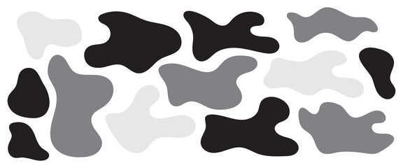 Liquids blob shape set of black icons isolated on white background. Flat vector