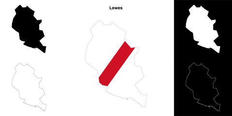 Lewes blank outline map set © David Zydd