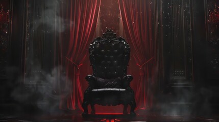Royal throne. dark Gothic throne, front view, evil and luxury, Halloween scene background. Generative AI