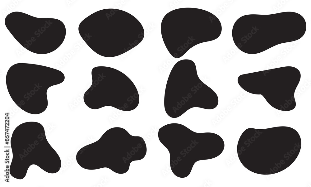 Poster random blob shapes. organic blobs set. rounded abstract organic shapes collection. shapes of cube, p