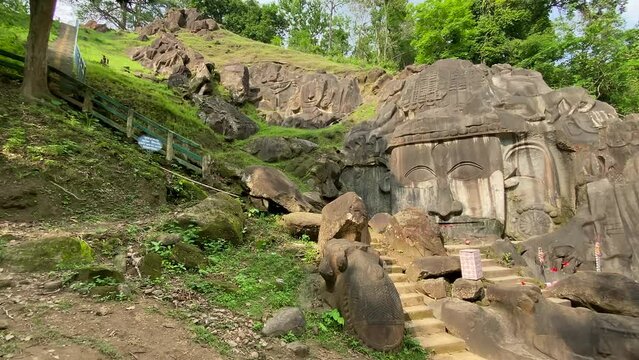 Unakoti a hindu archaeological site of bas relief structures from the ninth century. A must visit tourist destination in Tripura state of India.