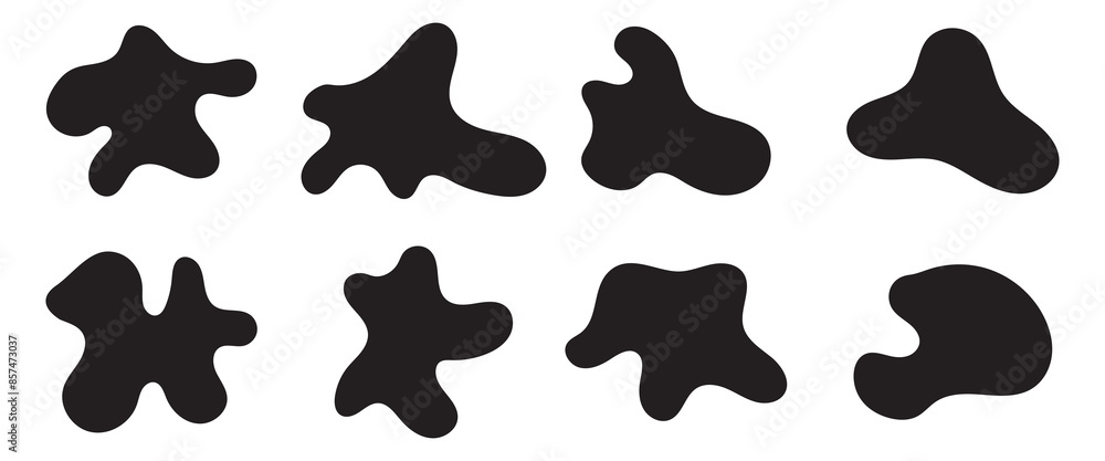 Poster blob shape vector illustration set .random shapes. organic black blobs of irregular shape. abstract 