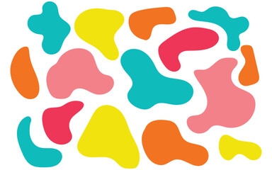 Abstract organic shapes collection. Irregular liquid forms set. Black amoeba blobs, blotches, drops or stains bundle. Different design elements for label, sticker, banner, bubble, collage. Vector pack