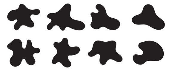 blob shape vector illustration set .Random shapes. Organic black blobs of irregular shape. Abstract blotch, inkblot and pebble silhouettes, simple liquid