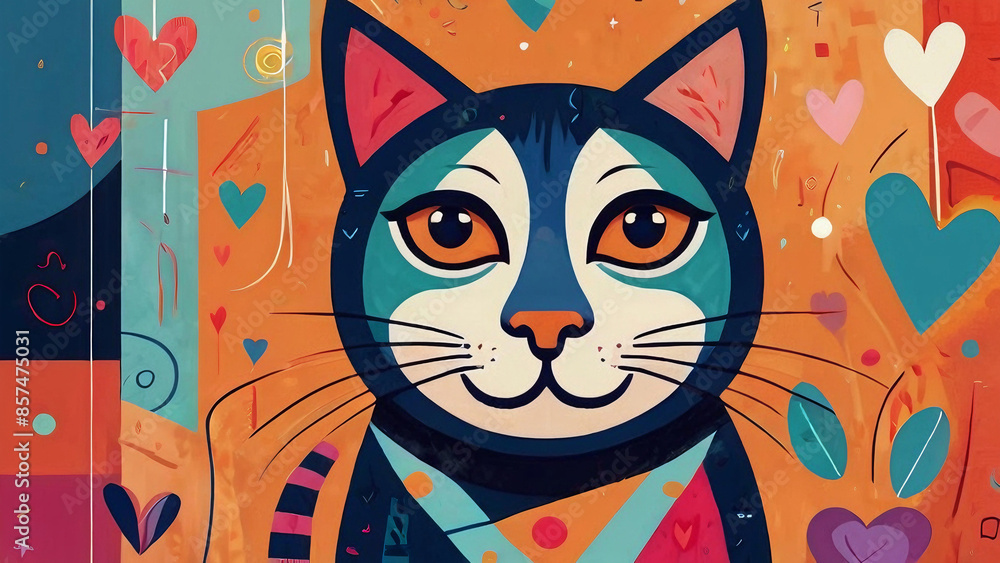 Sticker Cubist Cat