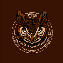 angry owl head vector illustration design