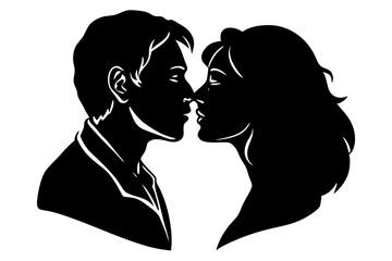 romantic kissing vector silhouette