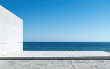 Obraz premium Modern Architecture Meets Oceanic Serenity