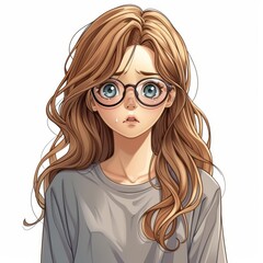 Fototapeta premium Sensitive Teenager with Glasses Showing Empathy in a Difficult Moment Generative AI