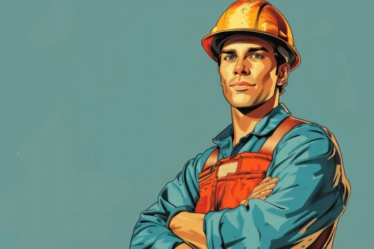 Illustrated maintenance worker, plumber, or electrician with empty space for text. Great for flyers and business advertisements