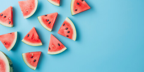 Wassermelonen Stücke, Obst Design, Vektor Hintergrundmotiv für Werbung mit Textfreiraum