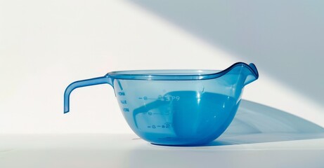 Blue Glass Measuring Cup On White Countertop