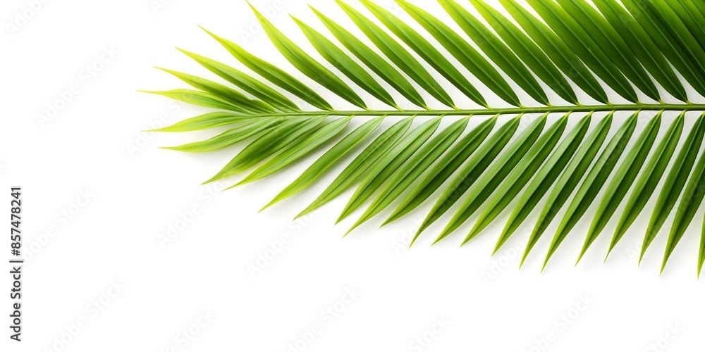 Poster palm leaf isolated on white background with copy space clipping path included. concept palm leaf, wh