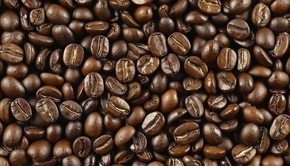 Naklejka premium Detailed close up of coffee beans exhibiting intricate texture and lustrous oily sheen