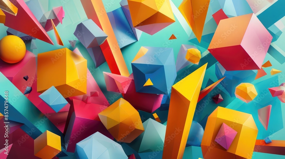 Aufkleber abstract geometric shapes background - various geometric shapes in different sizes and colors