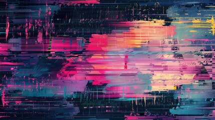 Fototapeta premium Abstract glitch effect background - Digital glitch effect with distorted lines and colors