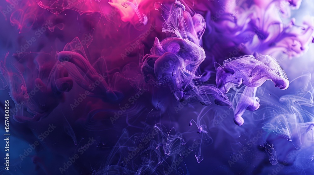 Poster abstract ink in water background - ink dispersing in water creating fluid shapes